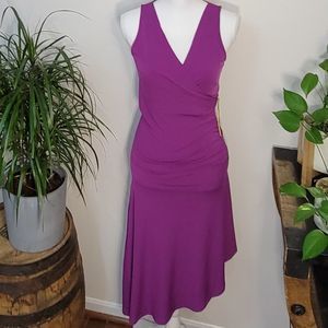 Michael Kors Pomegranate Purple V-Nec Asymmetrical Sleeveles Wrap Dress …